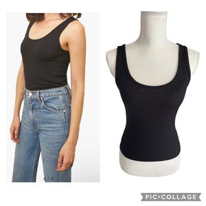 Reformation Jeans Shani Tank Ribbed Slim Fit Scoop Neck Black Women Size XS -EUC